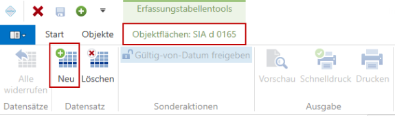 Menüband/Objektflächen: SIA d 0165