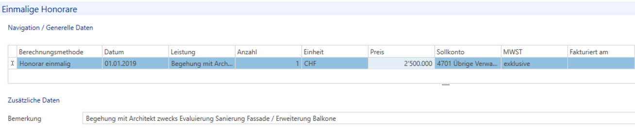 Einmaliges Honorar