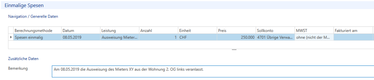 Einmalige Spesen