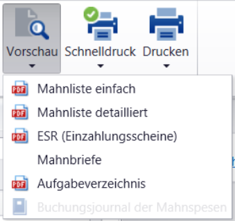 Verarbeitung/Mahnungen/Vorschau/Mahnbriefe