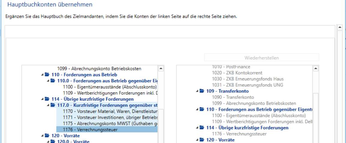 Assistent: Kontenplan/Vorgang wählen/Hauptbuchkonten übernehmen