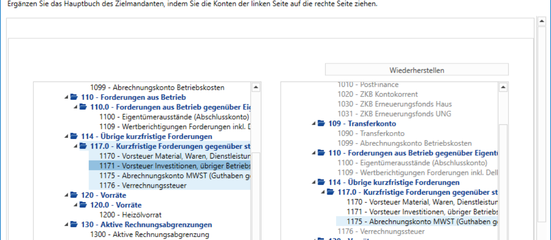 Assistent: Kontenplan/Vorgang wählen/Hauptbuchkonten übernehmen/Konto übernehmen