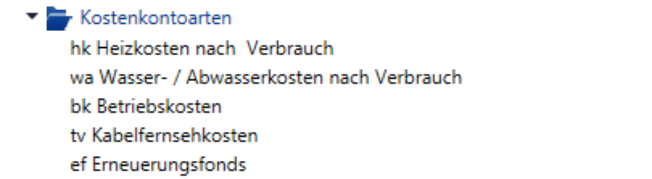 Buchhaltung/Mandanten/Kostenkontoarten