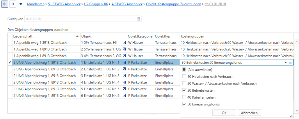Stammdaten/Mandanten/LG-Gruppen-BK/Objekt-Kostengruppe-Zuordnungen
