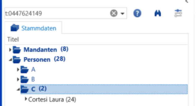 Stammdaten/Suchfunktion