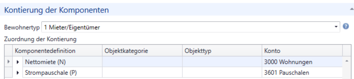 Kontierung der Komponenten/Mietzinse Kontierung der Komponenten - Nettomiete – Pauschale
