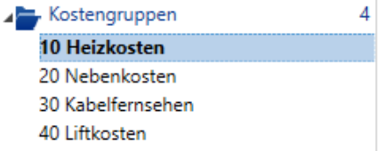 Stammdaten/Mandanten/Kostengruppen