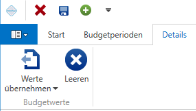 Buchhaltungen/Mandanten/Buchhaltungsperioden/Budgetperioden/Menüband Details