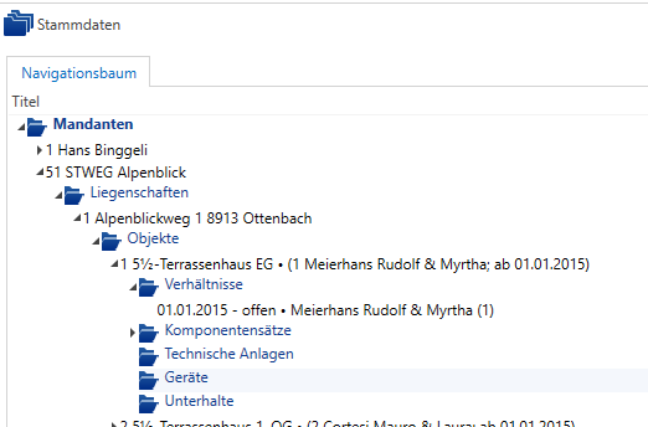 Stammdaten/Mandanten/Liegenschaften/Objekte/Verhältnisse