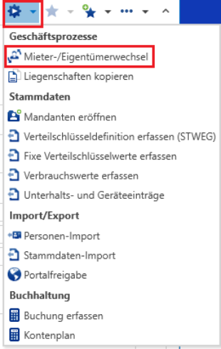 Stammdaten/Menüband Start/Mieter-/Eigentümerwechsel