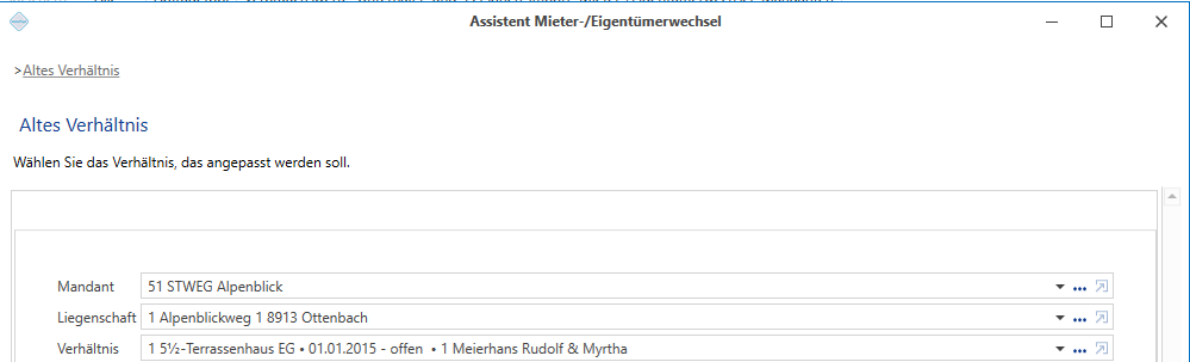 Assistent Mieter-/Eigentümerwechsel/Altes Verhältnis