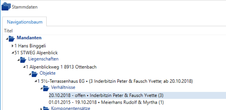 Stammdaten/Mandanten/Liegenschaften/Objekte/Verhältnisse