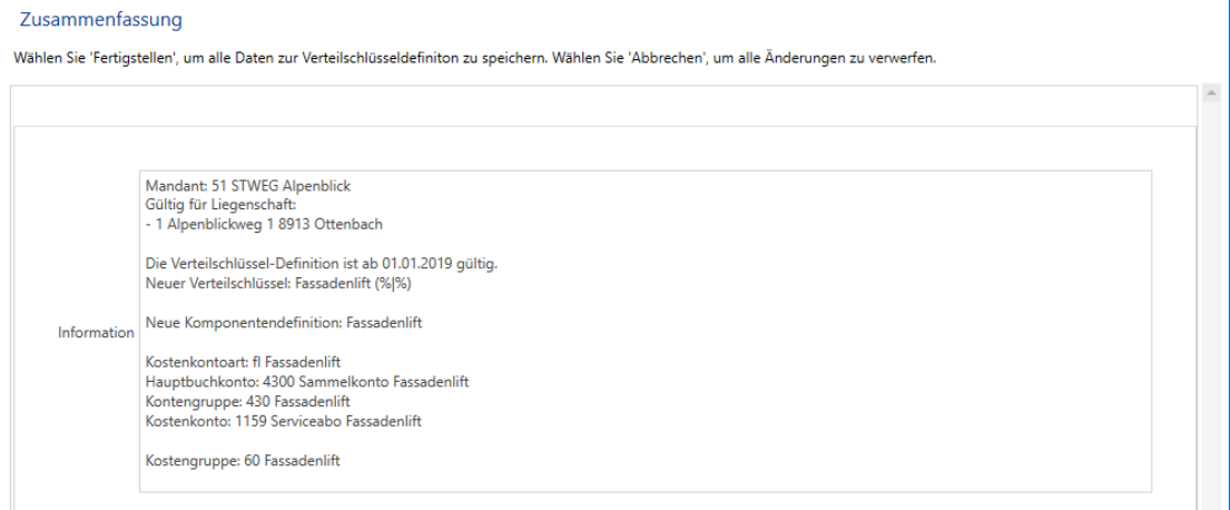 Start/Verteilschlüsseldefinition erfassen Zusammenfassung (Stweg)