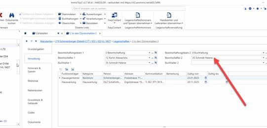 Screenshot: Verwaltungsmaske mit den Feldern Bewirtschafter 1 und Bewirtschafter 2